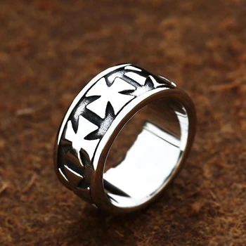 Прости реколта пръстени с железен кръст от неръждаема стомана за мъже, модерно байкерское пръстен с кръст в Рок стил, мода декорация за партита, подаръци на Едро