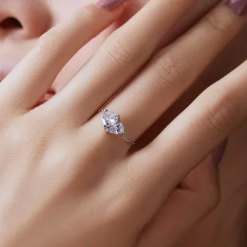 Блестящ Сребърен пръстен U S925 под формата на капки вода със Скъпоценни камъни във формата на сърце за жени, Бижута, Регулируема Юбилейна