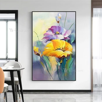 Ръчно рисувани на Платно, масло Красиви цветя орхидея Текстура, Стенни картини за вашия интериор, интериорен дизайн, Окачите картина за хола
