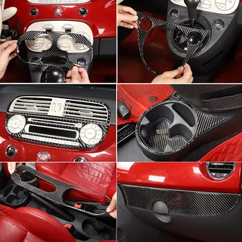За Fiat 500 2011-2019 Декоративна Стикер за централно управление на салон на автомобил от мека този въглеродни влакна, Аксесоари за модификация на автомобила