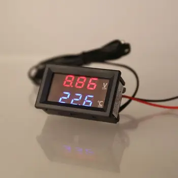 Дигитален дисплей Волтметър измерване на температурата, използван за кола Auto