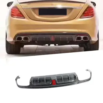 За S Class W222 Дифузьор от въглеродни влакна за Устни Задната Броня от Въглеродни Влакна, Спойлер за Mercedes Benz S63 S65 AMG 2013-2017 с Върха на Ауспуха на Изпускателната