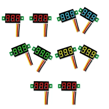 Мини-дисплей волтметър за постоянен ток, 3-кабелен тестер за напрежение dc 0-100 В, 10шт 0,28-инчов led панел, 4 комбинирани цветове