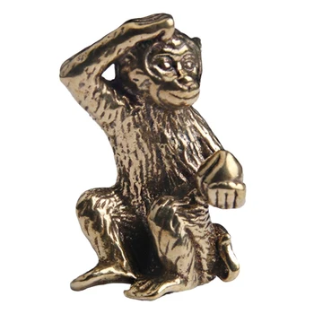 Бронзова мини-статуетка на маймуни, аксесоари за ландшафта, Чай масичка, Маса антични Малки бронзови съдове