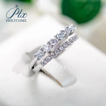 Годежен пръстен от сребро Holycome S925, основният камък, муассанит диаметър 6.5 мм, Диамантен Годежен пръстен, Кръгъл пръстен за жени