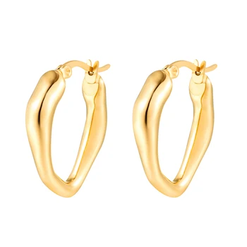 Нови модни геометрични водоустойчив обеци-халки за жени очарователни Златни модни минималистичные бижута от неръждаема стомана