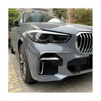 Предната броня на автомобила, страничен спойлер, рамки, фарове за мъгла, фарове, капак за BMW X5 G05 M Sport 2019-2022, комплекти, сплитер (черен)