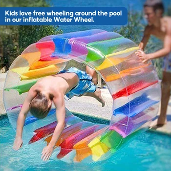 Цветна надувное водно колело - Гигантска плажна играчка за деца - Плаващи тръби в басейна - Забавление по време на игрите в задния двор