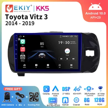 EKIY KK5 Радиото в автомобила Android Стерео За Toyota Vitz 3 XP130 2014 2015 2016 2017 Мултимедиен Плейър GPS Навигация Carplay