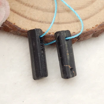 Модерни обеци с естествен камък, черен турмалин неправилна форма, beads17x5mm2.4g