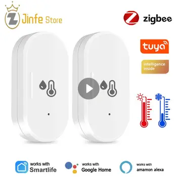 Интелигентен сензор за температура и влажност на Hristo ZigBee, захранван с батерии Sasha ZigBee Smart Home Security Работи с Алекса Google Home