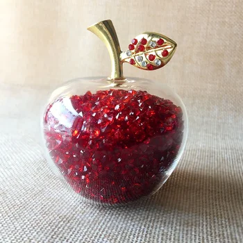 Бижута от кристал ябълки с диаметър 60/80 мм с дъга диаманти, стъклена статуетка, изделия от естествен камък, начало декор, Коледни подаръци, сувенири