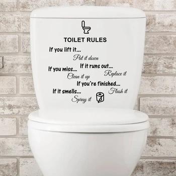 Стикери за тоалетна с английски букви, мультяшные герои, стикер на знак тоалетна за дома и обществени места, стикер на банята със собствените си ръце, правила стикери за баня
