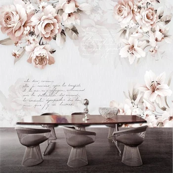 beibehang Потребителски тапети 3D стенописи ретро роза, лилия фон на стената дневна спалня тапети за работния плот начало декор papel de parede
