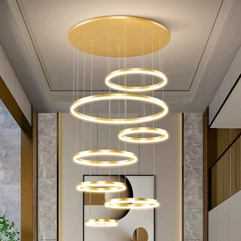 Съвременни радиални стълби, led светлини, висящи лампи за всекидневната, led полилей за трапезария, окачена лампа за вътрешно осветление