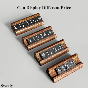 10 комплекта / скоростна Мини-бележки за бижута с малко регулируемо количество Дървени променят ценовите етикети, на Притежателя на знака, поставка за дисплея