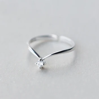 MloveAcc Женски пръстен във формата на буквата V, който отваря имейл, модни бижута от чисто 100% 925 сребро, пръстени за пръсти, най-Добрият подарък