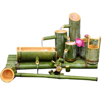 произведено по поръчка водна устройство с бамбукова тръба moso украса бамбук аквариумный филтър за езерце с рибки слънчева система за циркулация на водата