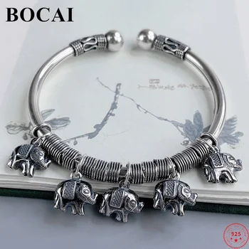 Гривна от сребро BOCAI Real S925 Проби, женски гривна, модерен ретро слон, подарък за Свети Валентин 