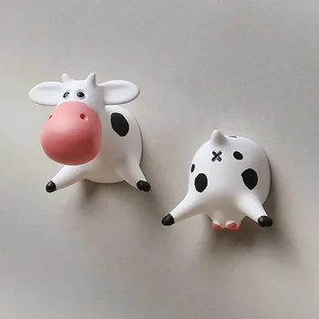 Творчески Мультяшные магнити за хладилник с крави, разположена на корема, Стикери за хладилник, 3D Триизмерна магнити от смола, изкуство