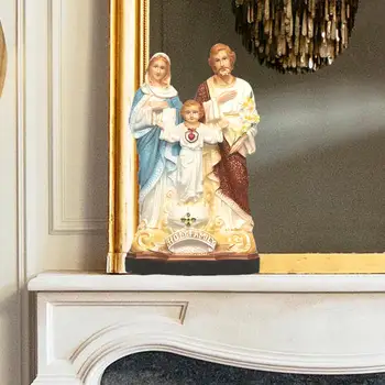 Светото семейство е с фигура на детето Католическата статуетка Коллекционный декор Стоящи фигури на Исус за празнични шкафове Религиозни подаръци