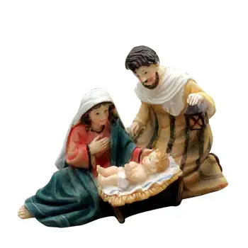 Коледна статуетка на Малкия Исус Ясла Коледа кошче Фигурки Миниатюри Украшение Църковен подарък Декорация на дома