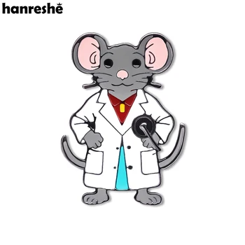 Hanreshe Эмалевая мишката Научна брошка, жени, креативни, красиви декорации за химическа лаборатория, в Гърдите икона за раницата, подаръци за студенти-учени