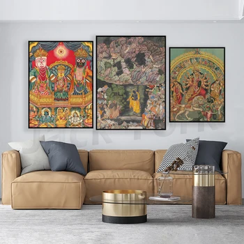 Шри Шри джаганнатха (Кришна като Владика на света) (1890) - индуизъм, индийското Традиционно изкуство,хиндуистки плакат с изображение на Бог Подреждам
