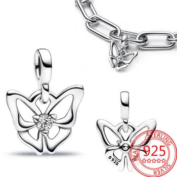 Выдалбливают украса животни сребро 925 пеперуда мини медальон е подходящ за Пандора гривни Аз парти подаръци