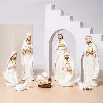 2023 Комплекти фигурки за Коледната сцена Статуя на Исус Кошче за новородени Ясла За бебета Католически Декор Декорация на дома, Православна Църковна утвар
