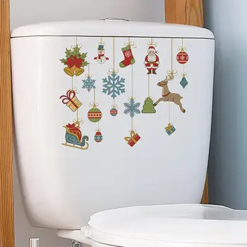 Висококачествени Стикери За Тоалетна Празнични Коледни Стикери За Стена под формата На Снежинки И Лосове Лесното Нанасяне на Трайно Цветна Декорация на Дома