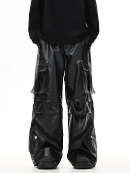 27-46 Нова Мъжки Дамски дрехи 2023 година в стил Ямамото, панталони от изкуствена кожа в Ретро стил, панталони, гащеризони, костюми на големи размери за влюбени