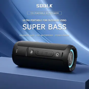 60 W висока мощност Преносим цветни RGB Модерен Bluetooth високоговорител Водоустойчив Къмпинг Семейно парти за Домашно кино Тежък бас SODLK T21