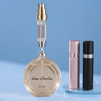 стъклен флакон за парфюм с обем от 5 мл за еднократна употреба с пистолет, ароматни помпа, Преносими Пътни Празни Козметични контейнери, мини-спрей-спрей