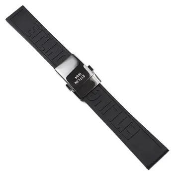 HAODEE 22-24 мм дълъг, мек водоустойчив каишка от черна гума за часовници Breitling, лента за каишка, Силиконова закопчалка за разполагане на гривната на китката си.