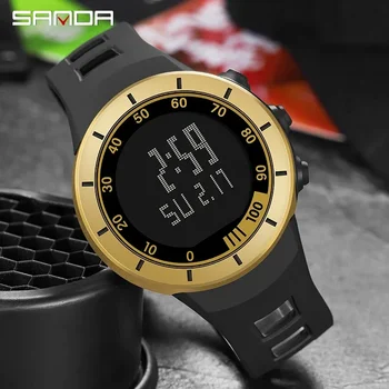 Марка 2023SANDA Мъжки спортни часовници, Fashion Кронос за Обратно отброяване Водоустойчива Led Цифров часовник Мъжки Военни ръчен Флуоресцентни мъжки часовник