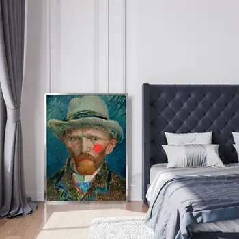 Винсент Ван Гог Целувка на стената на изкуството, Платно Картина на плакат Печат Забавно винтажное Променено изкуството за домашен интериор, Картината за хол