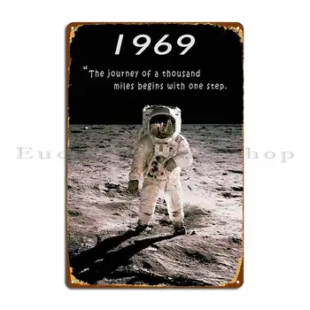Годишнина от кацането Астронавти и Аполо-11 на Луната Метален плакат с надпис Garage Bar Cave Printing Pub Club Тенекиен плакат с надпис