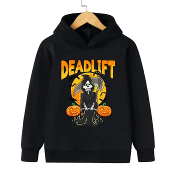 Hoody за момчета със становой теглене на Хелоуин, забавен пуловер с изображение за тиква овесена смърт в стил Харадзюку, модни детски дрехи, hoody на Хелоуин за момичета