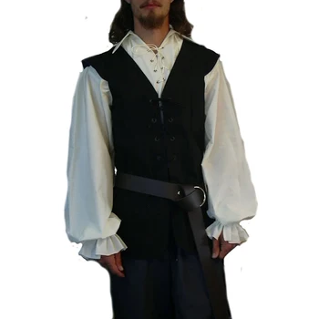Жилетка в стил Готик Пират Ренесанс за мъже, ретро бандажный жилетка без ръкави, средновековен костюм, удобно и стилно