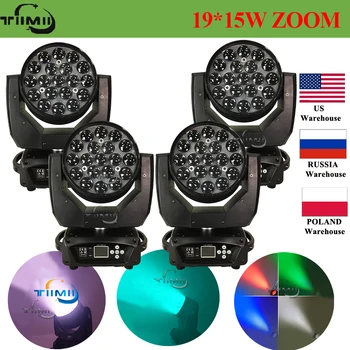 Версия от 1 до 4шт с функция кръг round led zoom 19x15 W подвижна главоболие лампа за измиване на Нова сценична подвижна осветление zoom wash