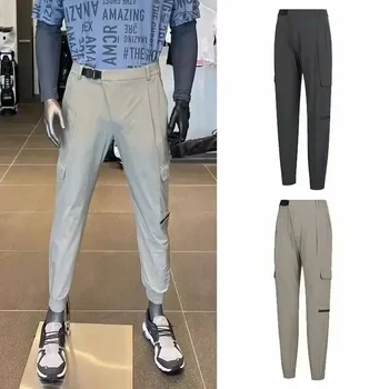 Мъжки панталони за голф 2023, Пролет и есен, Нови дишащи бързо съхнещи ластични панталони за голф, спортни, ежедневни зреещи
