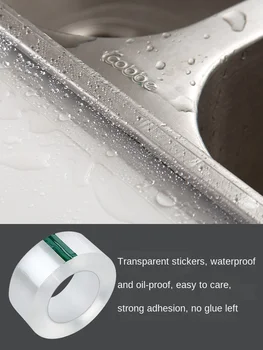 Прозрачни стикери за мивка, вана, домакински самозалепващи водоустойчив стикер с разликата, Готварска печка, водоустойчив стикер със защитна лента