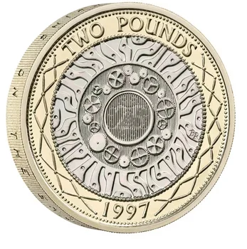 Монети Великобритания с тегло 2 кг 2022 е на 25-Годишнината от 2 кг Биметаллическая Възпоменателна монета Официален корици за пощенски картички е 100% Оригинален