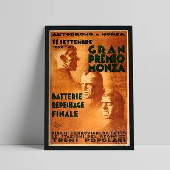 Плакат на Италианските автомобилни Състезания 1932 Г., Събирането на Автомобилистите, Стенни Живопис с Эскизным Портрет, Реколта Стенни Картина, Начало Декор на Състезателен Автомобил