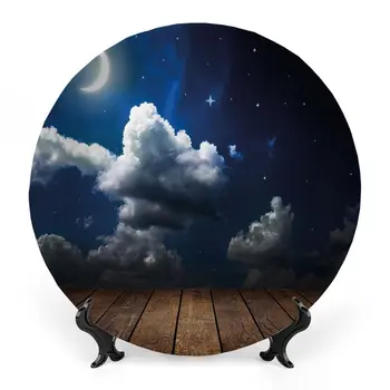 Чиния за вечеря в стил нощно небе, Декоративна Чиния, Небесна Картина, Украшение с пълна Луната и облаците, декор за хранене, чинии
