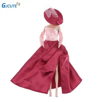 2023 Куклено рокля на принцеса модно вечерна рокля + Официалната шапка, стоп-моушън дрехи ръчна изработка, костюм за кукли дължина от 30 см, аксесоари за кукла, подарък за момиче със собствените си ръце
