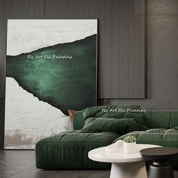 100% Ръчно Рисувани Живопис с маслени бои Абстрактен съвременен Лесен зелено платно за Дома на изкуството, Без Рамка за хола спални домашен интериор