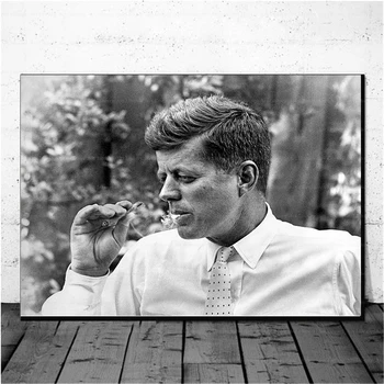 Президентът Кенеди Кенеди Пуши трева, Реколта фотография, плакат и щампи, ретро Картина върху платно, стенни художествени картини, домашен декор