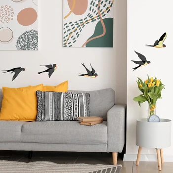Стикери за стена за дома, винил, 1 комплект 20x30 см, самозалепващи стикери с птици, модерен начало декор
